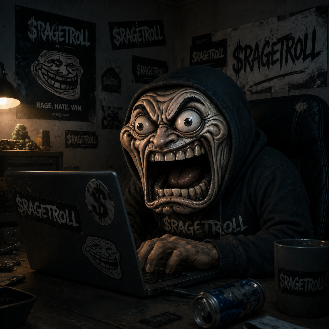 Rage Troll at laptop